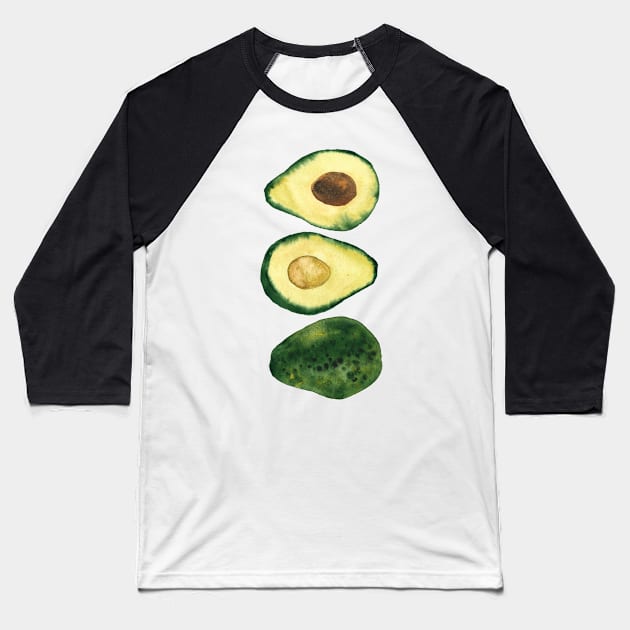 Watercolor avocados Baseball T-Shirt by foxeyedaisy